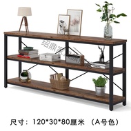 BW-6 Shaoding Bookshelf Desk Floor Integrated Wall Iron Frame Iron Solid Wood Shelf Multi-Layer TV Cabinet Console Table