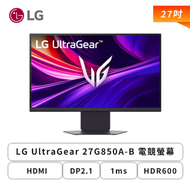 【27型】LG UltraGear 27G850A-B 電競螢幕 (DP2.1/HDMI/Nano IPS/4k/1ms/240Hz-480Hz/FreeSync Premium Pro/G-SYNC