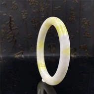 Natural Lantian Jade Bracelet Round Bangle Xi'an Lantian Jade Flower Bracelet Round Strip Women's Gift