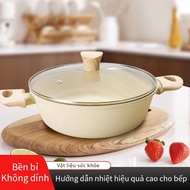 Deep Japanese-Style Cooking Pot with Wooden Handle in Many Sizes 20cm to 26cm