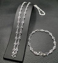 ชุดสร้อยนะโม สร้อยคอ+ข้อมือสีเงิน งานปราณีตสวยมาก สร้อยยาวสวมหัวยาว 24 นิ้ว  N0839 N1671/N1671A