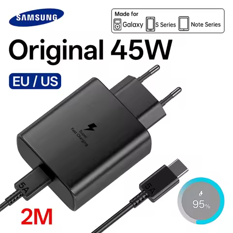 Original Samsung 45W Charger Super Fast Charge Type C Adapter 2M Cable for Galaxy S25 FE S25 Ultra S