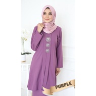 Baju Kurung Kebarung Purple Ironless Saiz S - 5XL Plain Loose Plus Size Ready Stock Raya Sale Baju Raya 2024 Viral