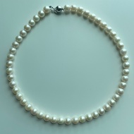 8mm+ Akoya Pearl Necklace with Silver Clasp
