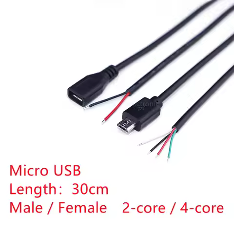 1pcs Micro USB 2.0 Female Jack Android Interface 4 Core 2 Core Male Female Power Data Charge Cable C