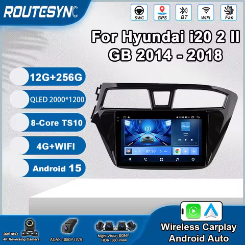 Android 15 For Hyundai i20 2 II GB 2014 - 2018 Monitor Screen TV Multimedia Autoradio Navigation Ste
