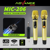 Advance MIC-206 Mic Karaoke Suara Jernih Wireless 2 Murah Original Imam Masjid Mix Bluetooth Vokal M