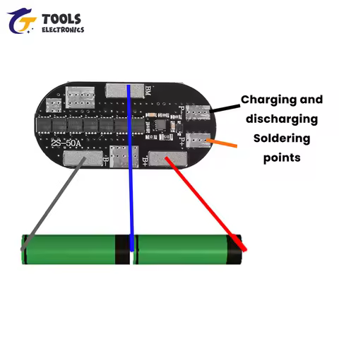 2S 50A High-Current 3.7V Lithium Battery Protection Board Compatible with 21700 High-Drain Fan Cells