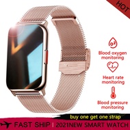 Smartwatch สมาร์ทวอทช์ 2021 New Smart Watch Women 1.57 Inch Full Touch Screen IP67 Waterproof Men Pedometer Watches Heart Rate Smartwatch For XiaomiSmartwatch สมาร์ทวอทช์ Pink