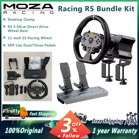 MOZA Racing R5 Bundle Kit Direct Drive Wheel Base 5.5 N·m Peak Torque APP Cloud Control with Steerin