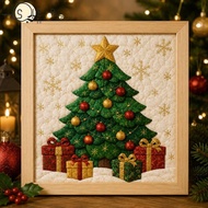 SUEREN 1 Set Christmas Fabric Art Kit, Christmas Themed DIY Christmas Fabric Painting Kit,  Cotton F