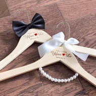 Wedding Suit Hanger Gift for Bride And Groom Carved Wooden Clothes Hanger Personalized Marriage Hang
