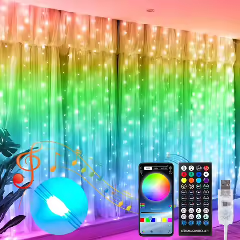 LED Curtain Lights, 9.8ft x 9.8ft 300 LED Color Changing String Fairy Lights Curtain Smart APP Contr