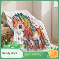 Home textile flannel kumot maganda kulay unicorn cartoon ipininta kumot sopa maliit na kumot kumot