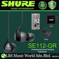 Shure SE112 In Ear Professional Monitor Earbuds Sound Isolating Earphones - Gray