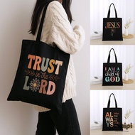 PIPIPI Black Tote Bag 100% Canvas Zipper Christian Spiritual Church Size 30x40 Pipipi Collection