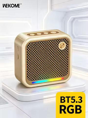 Wekome Bluetooth 5.3 Portable Speaker RGB Light Metal Mesh Full Range Bass Diaphragm Hangable WD 06