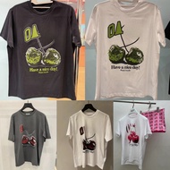 TN6L Spring/Summer Pure Cotton T-Shirt - Distressed Print with Cherry Motif