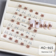 nail stickers cute cat sticker white cat Siamese cat expression cat cute big eyes thin ligaments bac