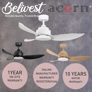 (PRICE GUARANTEED) Acorn DC-356 Fantasia Ceiling Fan -  3 Blades 36,46,56 Inch - White/Black/Wood - With/without 24W LED