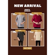 Kurta Lelaki Dewasa leher teluk belanga lengan 3/4 como crepe - AMMAR