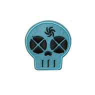 Blue Skull Iron On Patch Biker Embroidery Rock Punk Goth Applique Rock Band Decal Scrapbook Motif 5.