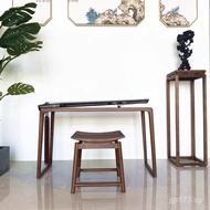 Solid wood black Zen-style guqin table, calligraphy resonance guqin, old elm wood table, guzheng sto