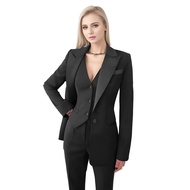 Women's Suiting Business Casual Clothes for Women Tuxedo Suit Office Satin Pant Suits for Women 3 Pi