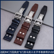 With with LOGO 21/22mm Suitable for IWC Big Pilot Charizard Charizard Langqin Meidu Soft Leather Strap Steel Nails