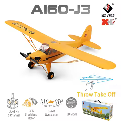 WLtoys A160 J3-CUB RC Airplane Upgrade 3D Mode 6G A-xis Gyroscope 5CH 1406 Brushless Motor Remote Co
