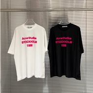 Acne Studios 1996 Static Rose Pink Flocking Thin Round Neck Short Sleeve T-Shirt