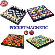Mini Pocket Magnetic Game Set Chess/Draughts/Snake/Aeroplane