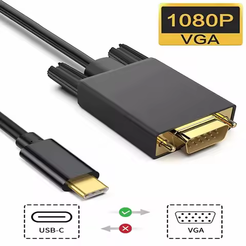 USB-C Converter Thunderbolt3 to VGA Adapter Cable Type-C to 15Pin VGA 1080P Video Cord for Macbook P