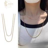 Roselife 120CM Minimalist 14k Gold Stacking Chain Necklaces for Women Men Fashion Sweater Chain Jewe
