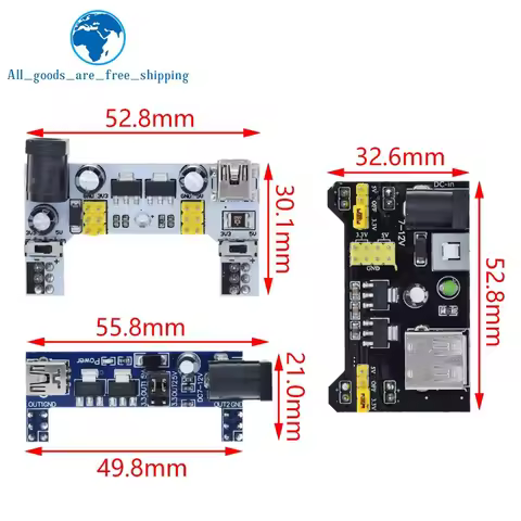 TZT 1/3PCS MB102 Breadboard Power Supply Module /MB102 white Breadboard Dedicated Power Module 2-way