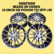 DORFREN Sport Rim 18 INCH 5H PCD100 7JJ Offest +48 For Wish Caldina Prius Altis Subaru
