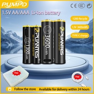 PUMPD 1.5V AA/AAA Li-ion Battery TYPE-C Rechargeable Battery