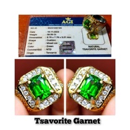 Tsavorite GARNET Crystal Gemstone Ring