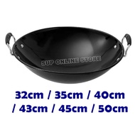 HITAM Double Handle Enamel Wok/Iron Wok/Iron Cauldron/Black Cauldron (32cm/35cm/40cm/43cm/45cm/50cm)