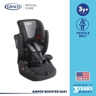 Graco Airpop Booster Seat - Gray คาร์ซีท รูปแบบบูสเตอร์ทำจากวัสดุที่ระบายอากาศได้ดี ปรับการใช้งานได้ตามช่วงอายุ ตั้งแต่ 1 - 12 ขวบ