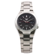 Seiko Womens SNK607K1 (Seiko5 SS BK RD) Round Watch Silver Analog  Metal Band Womens