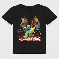 เสื้อยืดคอกลมสำหรับเด็กเสื้อยืดแขนสั้นพิมพ์ลายการ์ตูน roblox เสื้อเด็กหญิงเด็กชายคอกลมเสื้อกีฬาแขนสั