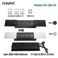 FUNAYA Table Hidden Slide Socket Recessed Outlets with USB Type-c Wireless Charge Universal UK Unive
