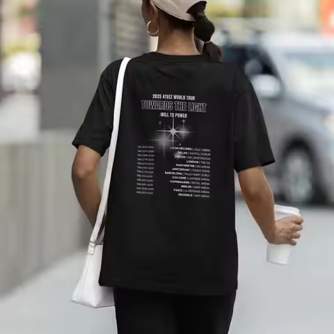 Ateez Tour 2025 T Shirt Break The Wall Concert Kpop Fan Merch Atiny World Comeback For Her