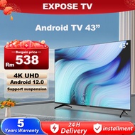 Smart TV 43 Inch 4K UHD Android TV 12.0 TV Murah Television Digital TV 1080P Hanging HDR HDMI Ultra High Definition