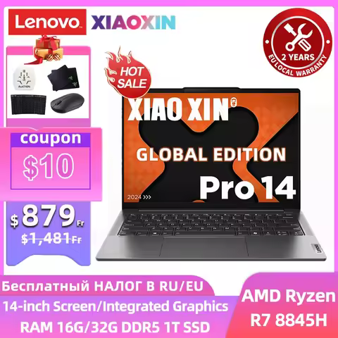 Lenovo laptop 2024 Xiaoxin Pro 14 AI Ultrabook Ryzen 7 8845H 24GB/32GB LPDDR5X 1T/2T SSD 14-inch 120