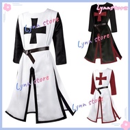 S-4XL Medieval Warriors Knight Templar Crusader Costume Adult Men Gown Sleeveless Shirt Top Cross Ta