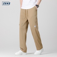 ZEKE B0045 Men's Cargo Pants Pocket Zipper Plain Working Cargo Long Pant Seluar Panjang Kerja Lelaki