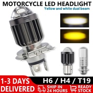 Motorcycle Headlight LED Bulbs H6 BA20D H4 with Lens Two-color Headlight Scooter Accessories Fog Lig