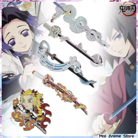 Demon Slayer Katana Enamel Pin Kimetsu No Yaiba Sword Lapel Badges Backpack Tanjirou Shinobu Anime B